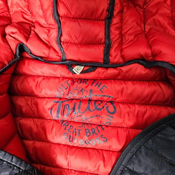 Joules Kids 11-12Y Navy Hooded Puffer Jacket Red Lining Zip Up Coat Lightweight - Picture 9 of 11